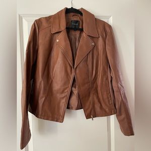 Cropped Brown Leather Jacket Dynamite XL